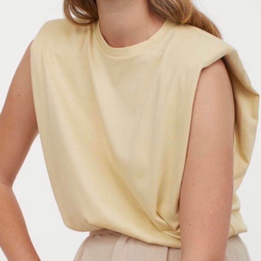 H&M Sleeveless Should Pad Tank Light Yellow Sz M